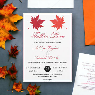 Elegant Rustic Fall Leaves Boho Chic Fall Wedding Invitation