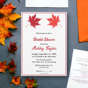 Elegant Rustic Fall Leaves Chic Fall Bridal Shower Invitation