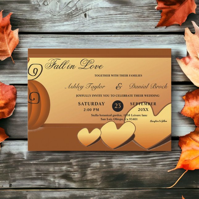 Elegant Rustic Fall Leaves Pumpkin Floral Wedding Invitation (Creator Uploaded)