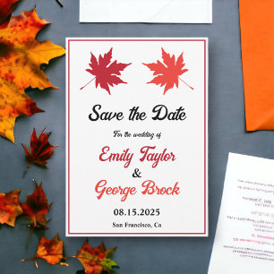 Elegant Rustic Fall Leaves Romantic Autumn Wedding Save The Date