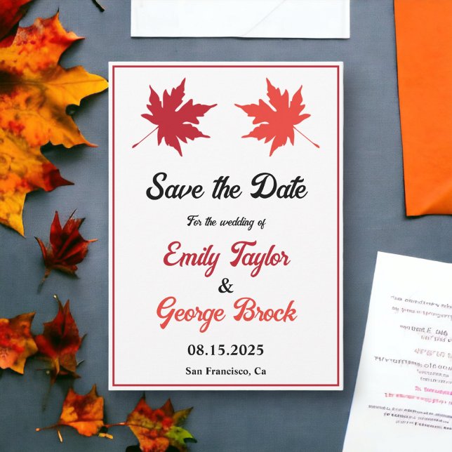 Elegant Rustic Fall Leaves Romantic Autumn Wedding Save The Date (Creator Uploaded)