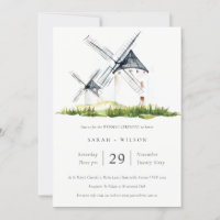Elegant Rustic Farm Windmill Theme Wedding Invite