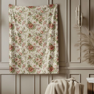 Elegant Rustic Farmhouse Chic Soft Floral Designs Fleece Blanket
