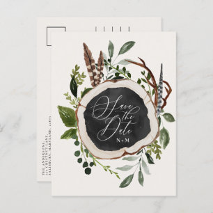 Elegant rustic farmhouse fall wedding announcement postcard