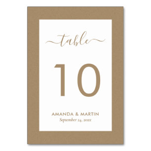 Elegant Rustic Faux Kraft Paper Wedding Table Number