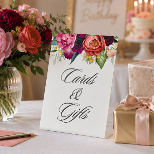 Elegant Rustic Floral Cards and Gifts Pedestal Sign