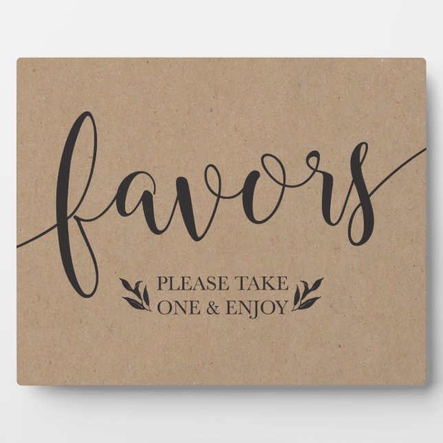 Elegant Rustic Floral Favors Wedding Decor Sign Plaque (Front)