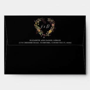 Elegant Rustic Floral Heart Wedding return Address Envelope