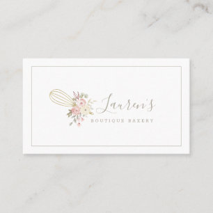Elegant Rustic Floral Home Bakery Logo Business Card