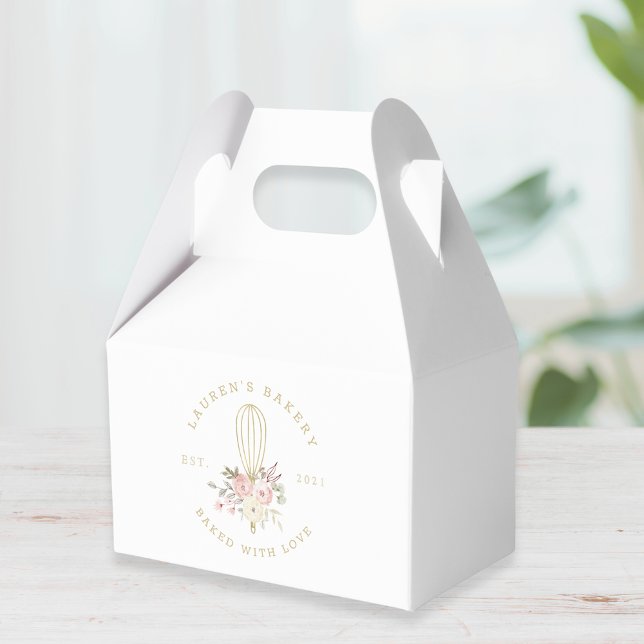 Elegant Rustic Floral Home Bakery Logo Favour Box (Creator Uploaded)