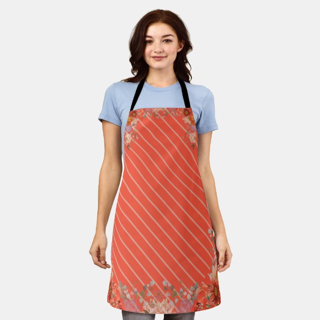 Elegant rustic floral kitchen apron (Worn)