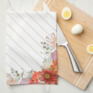 Elegant rustic floral kitchen tea towel