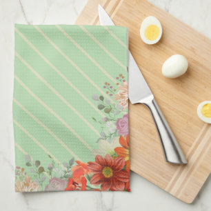 Elegant rustic floral kitchen tea towel
