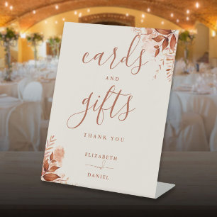 Elegant Rustic Floral Script Cards And Gifts Pedestal Sign