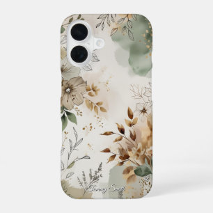 Elegant Rustic Floral Watercolor iPhone 16 Case
