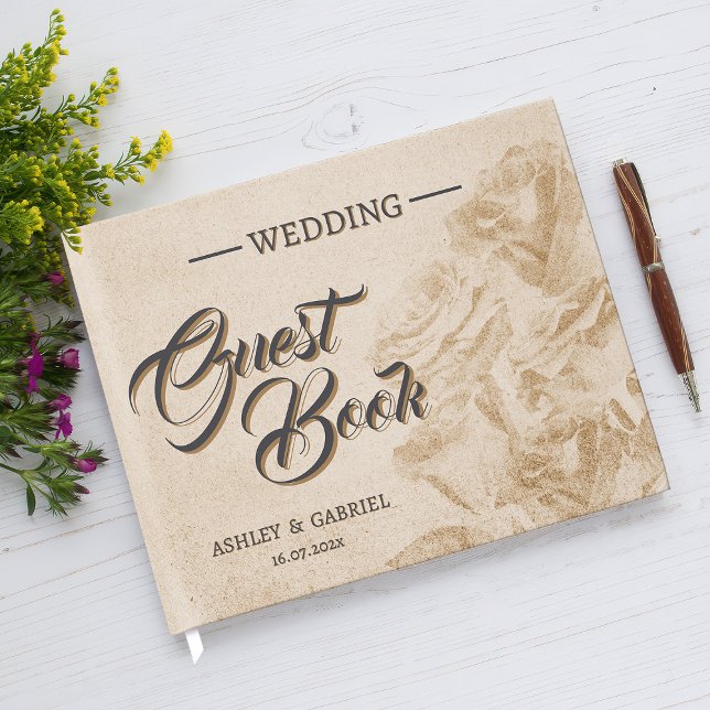 Elegant Rustic Floral Wedding Guest Book Design (Elegant Rustic Floral Wedding Guest Book Design)