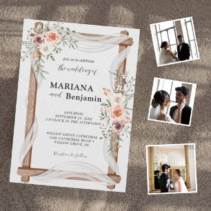 Elegant Rustic Floral Wedding Invitation