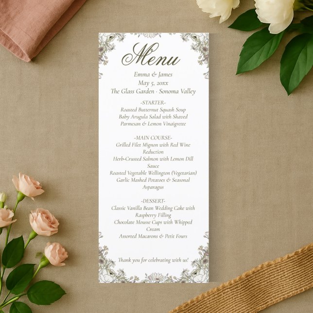 Elegant Rustic Floral Wedding Menu (Creator Uploaded)
