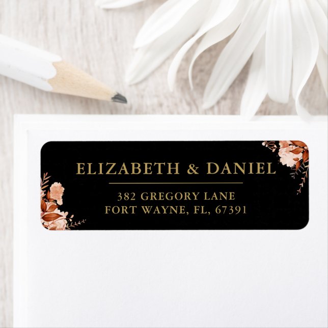 Elegant Rustic Floral Wedding Return Address Label (Insitu)