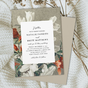 Elegant Rustic Florals Terracotta Orange Wedding  Invitation