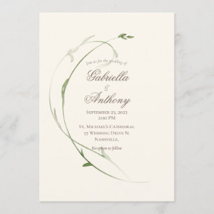 Elegant Rustic Foilage Leaves Greenery Wedding  Invitation