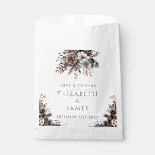 Elegant Rustic Forest Floral Pinecones Wedding Favour Bag