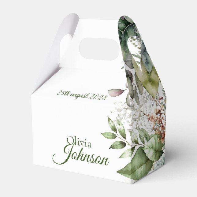 Elegant Rustic Forest Leaves Calligraphy Favour Bo Box (Front Side)