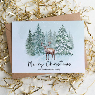 Elegant Rustic Forest Woodland Deer Holiday Card