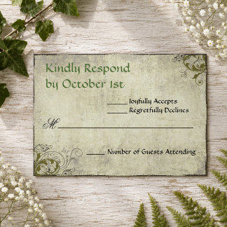 Elegant Rustic Garden Vintage Wedding RSVP Card