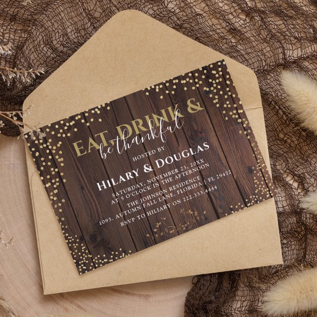 Elegant Rustic Gold GlitterThanksgiving Invitation (Creator Uploaded)