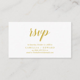 Elegant Rustic, Gold Script, RSVP respond Enclosure Card