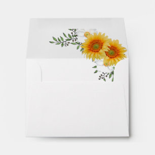 Elegant Rustic Gold Sunflower Floral Wedding Envelope