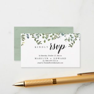 Elegant Rustic Greenery, RSVP Reminder Enclosure Card