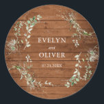 Elegant Rustic Greenery Wedding Classic Round Sticker<br><div class="desc">Elegant rustic wedding sticker.</div>