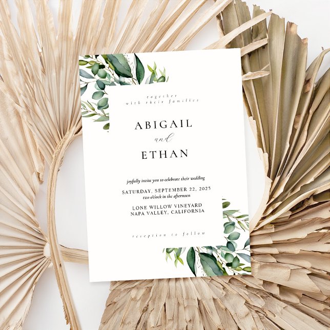 Elegant Rustic Greenery Wedding Invitation (Creator Uploaded)