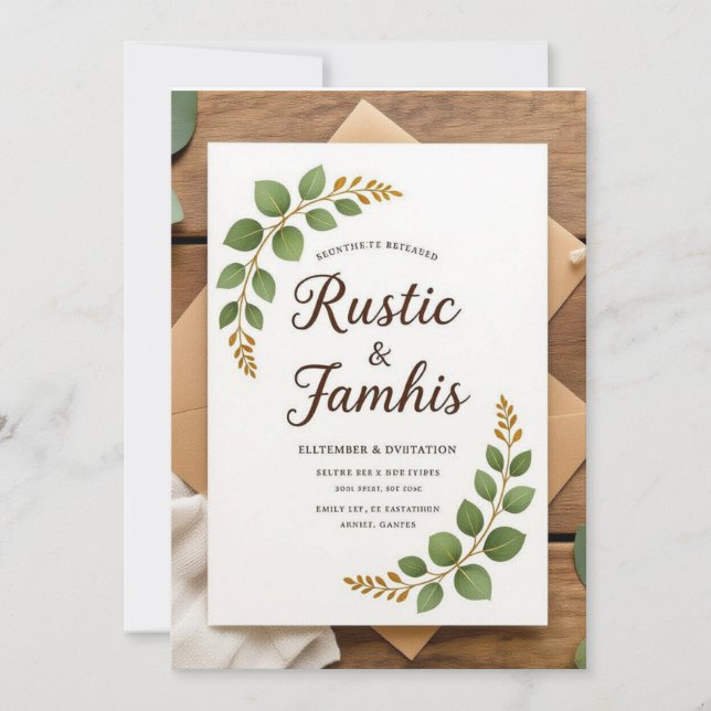 Elegant Rustic Greenery Wedding Invitation  (Front)