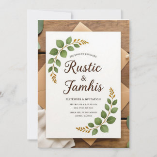 Elegant Rustic Greenery Wedding Invitation