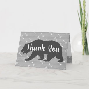 Elegant Rustic Grey Bear & White Arrows Thank You Card