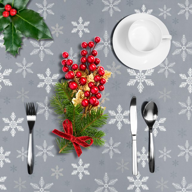 Elegant Rustic Grey Snowflakes pattern Holidays Tablecloth (Creator Uploaded)