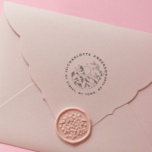 Elegant Rustic Hand-drawn Mountain Return Address Rubber Stamp