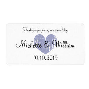 Elegant rustic heart wedding water bottle labels