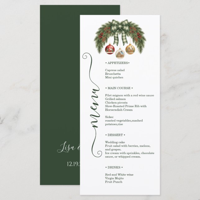 Elegant Rustic Holiday Weeding Menu (Front/Back)