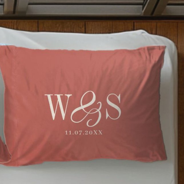 Elegant rustic initial wedding  pillowcase (Creator Uploaded)