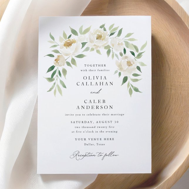 Elegant Rustic Ivory and Sage Floral Arch Wedding Invitation (Creator Uploaded)