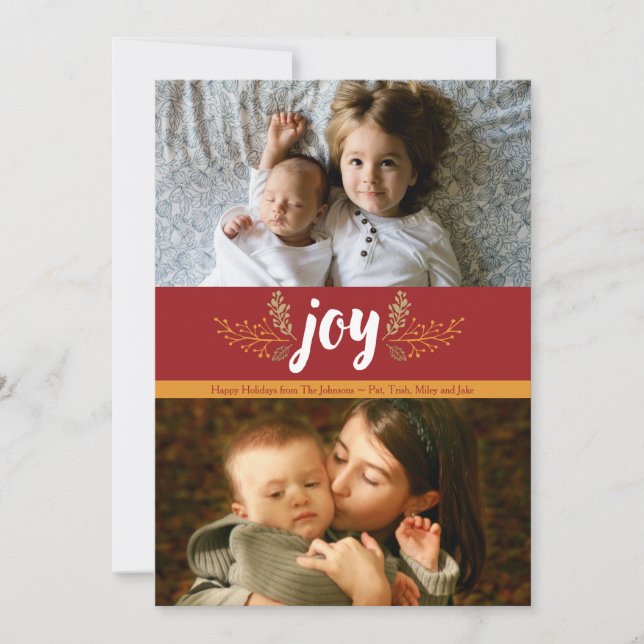 Elegant Rustic Joy Holiday 2-Photo (Front)