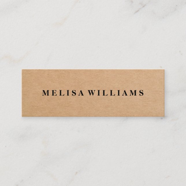 Elegant Rustic Kraft Mini Business Card (Front)