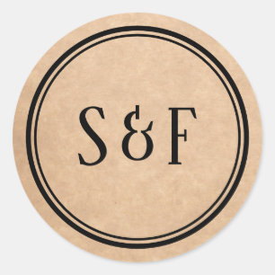 Elegant Rustic Kraft Monogram Envelope Seal