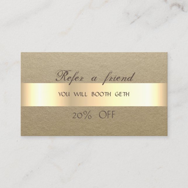 Elegant Rustic Kraft,Stripe  Referral Card (Front)