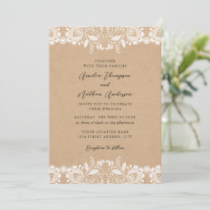 Elegant Rustic Lace Wedding Invitation