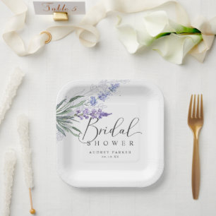 Elegant Rustic Lavender Bridal Shower Paper Plate